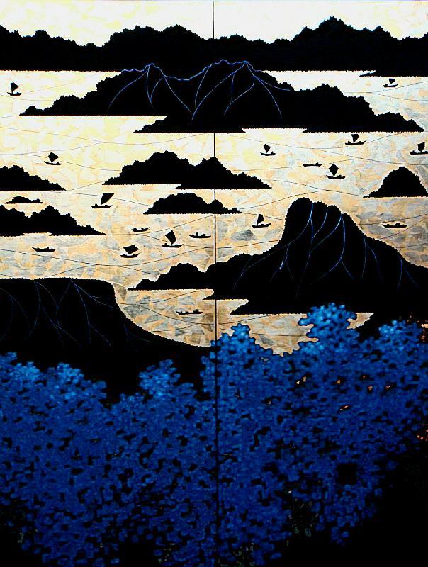 『光彩（こうさい）』　2011年　二曲漆屏風　１６０cm×１２０cm